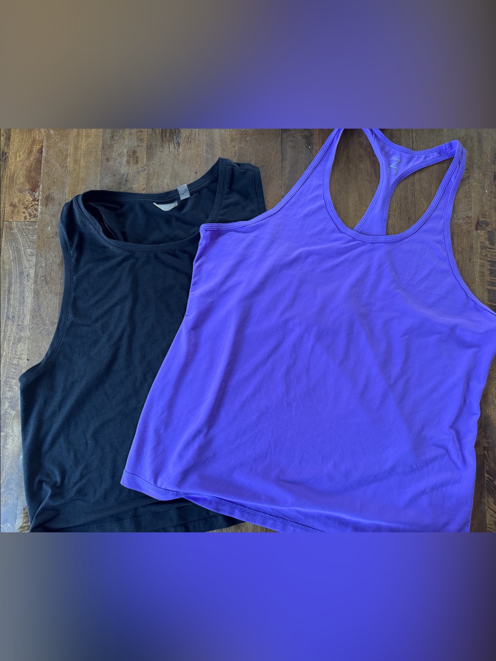 Zella Activewear Tank Bundle Black Tank + Purple Racerback Women’s L XL